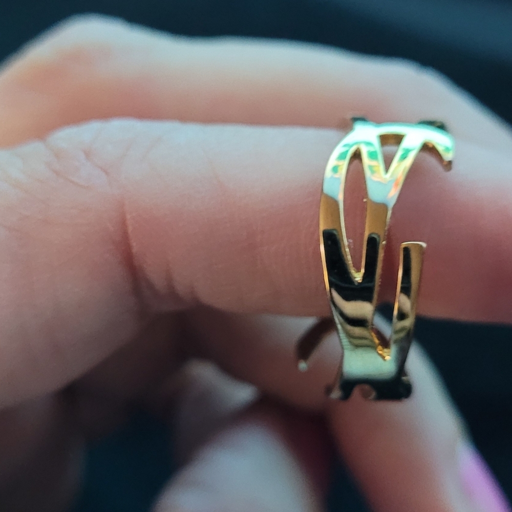 Saint Laurent Monogram Ring YSL Brass Metal Gold Sz 10
